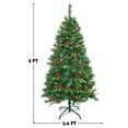 thumbnail image 2 of Costway 5Ft Pre-lit Hinged PE Artificial Christmas Tree w/ 150 LED Lights & Pine Cones, 2 of 10