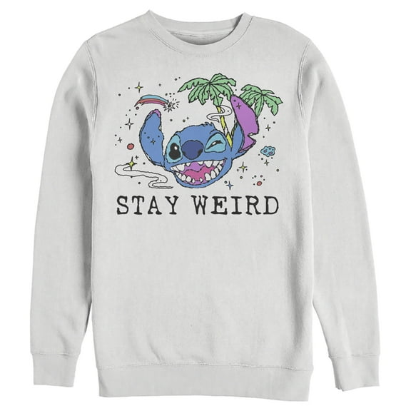 Men's Lilo & Stitch Stay Weird  Sweatshirt White Medium