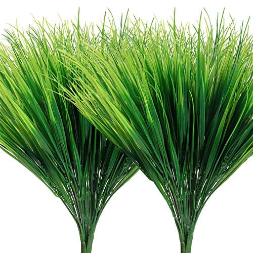 AGEOMET 14 Pcs Plantes Artificielles Extérieures en Plastique Herbe de Blé Verdure Arbustes Résistants aux UV Fausses Plantes Extérieures Arbustes en Plastique pour Décoration de Jardin Maison Extérieur