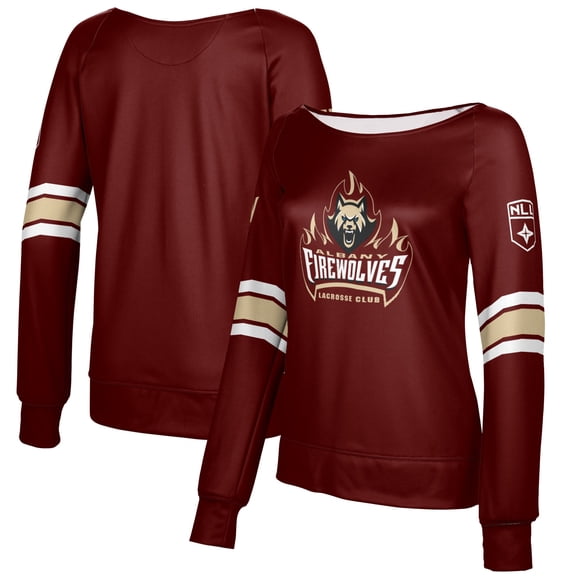 Women's Epoch Lacrosse Maroon Albany FireWolves Boat Neck Pullover Sweatshirt