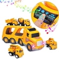 thumbnail image 4 of Juego de camiones de construcción de juguete HUOGUO con sonido y luz, Car Carr, 4 of 5