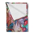 thumbnail image 2 of Peacock Soft Flannel Fleece Throw Blanket, Colorful Floral Artwork Bird Feather Patterns and Leaves Art Print, Cozy Plush for Indoor and Outdoor Use, 70" x 90", Green Blue Red, by Ambesonne, 2 of 5