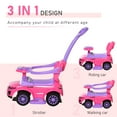 thumbnail image 2 of Aosom 3 In 1 Kid Ride on Push Car Stroller Sliding Walking Car with Horn Music Light Function Secure Bar Ride on Toy for Boy Girl Toddlers 1-3 Years Old Pink, 2 of 9