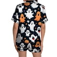 thumbnail image 4 of Halloween Under $ 15 Women Pajama Sets Women Short Sleeve Graphic Print Top and Shorts Home Casual White Pajama, 4 of 5