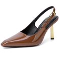 thumbnail image 2 of Tacones RIBONGZ Slingback Brown para mujer, stiletto de 9 cm de altura, 2 of 9