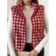 thumbnail image 4 of Rdhnmea Women’s Checkered Vest Sleeveless Stand Collar Zip Up Vest Jacket, 4 of 9