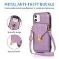 thumbnail image 2 of Dteck Case for iPhone 11 6.1-inch,Shockproof Rubber Silicone Bumper Hybrid PU Leather Card Holder Wallet Bag Pocket Back Protective Kickstand Cover with Cross Body Shoulder Strap,Purple, 2 of 6