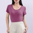 thumbnail image 2 of Olyvenn Stylish Womens Basic Cotton T Shirt Summer Pajama Tops Crew Neck Short Sleeve Fashion Tee Casual Athletic Gym Shirts Purple XXL, 2 of 6