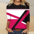 thumbnail image 1 of Baikeli T-Shirts pour Femmes Grande Taille en Liquidation T-Shirts à Manches 3/4 pour Femmes Hauts d'Été 2024 Blouses Décontractées à Col Rond T-Shirts à Imprimé à Rayures Chandail Grande Taille pour Femmes Hauts à Manches 3/4, 1 of 3