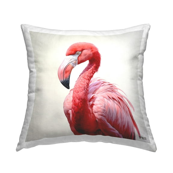 Stupell Industries Flamingo with Fluffed Feathers Decorative Printed Throw Pillow Design by RB