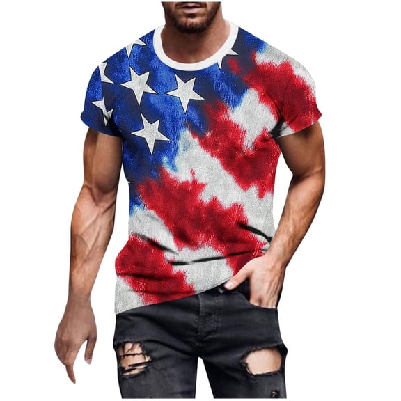 Guluxicc Men's Patriotic Graphic Tops Independence Day Tee Shirts Regular Fit Summer 4th of July T Shirts