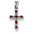 thumbnail image 1 of 14k White Gold Garnet Diamond Cross Necklace Pendant Charm Religious Fancy, 1 of 7