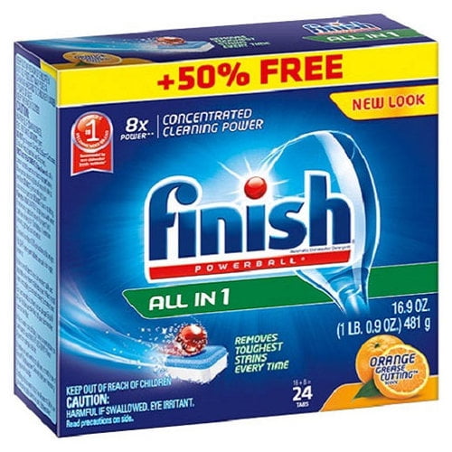 Finish Powerball All in 1 Orange Scent Dishwasher Detergent Tabs, 24