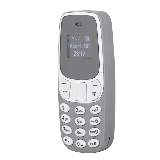 Teléfono móvil con marcador Bluetooth inalámbrico, manos libres, tarjeta SIM dual, mini teléfono móvil de respaldo con micrófono, color gris
