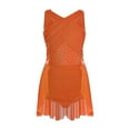 thumbnail image 2 of iixpin Lyrical Dance Dress for Girls Latin Jazz Ballet Dance Leotard Dress Skating Outfits Ballroom Dancewear Orange 12, 2 of 7