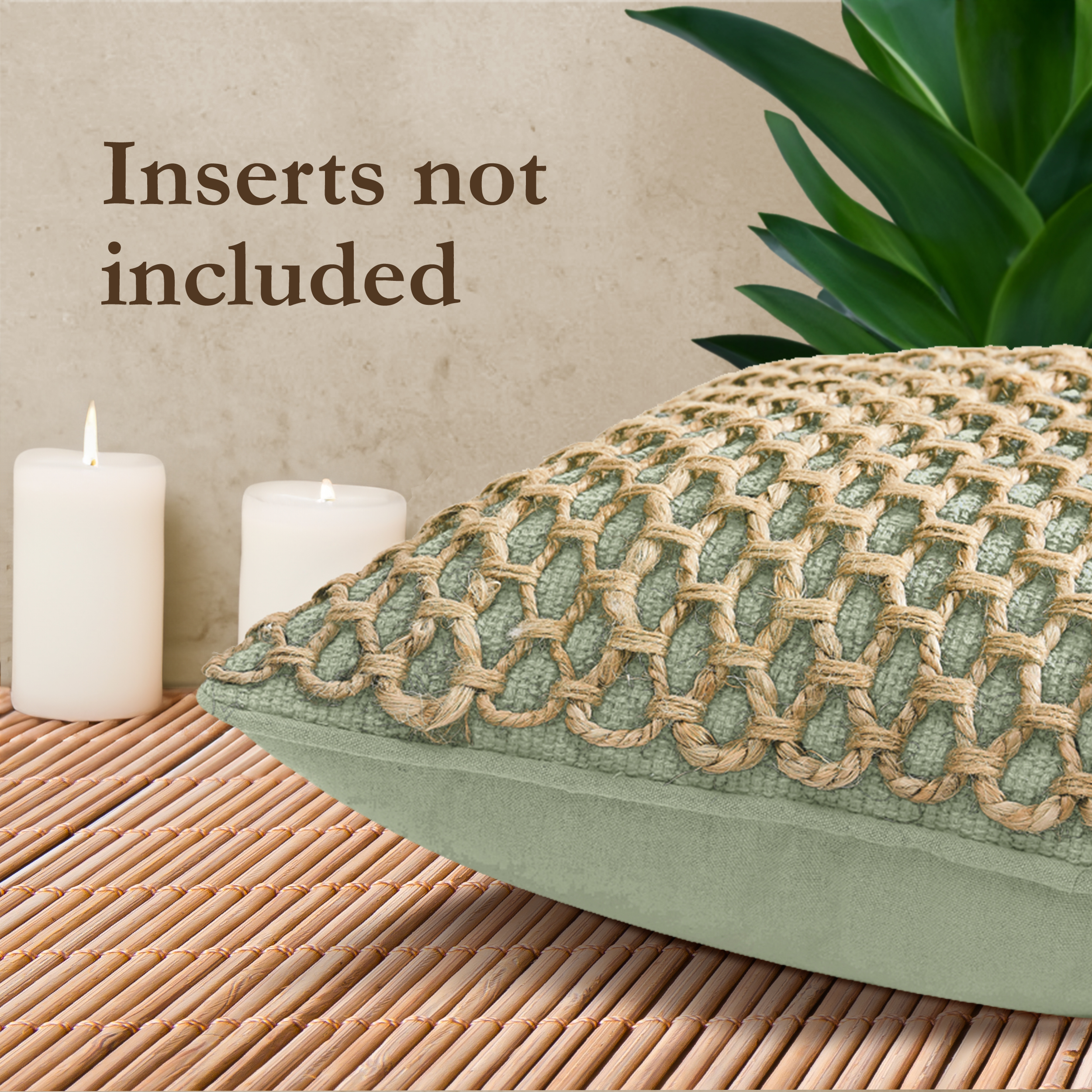 Boho Living Jada 20"x20" Sage Green Decorative Pillow Covers (Set of 2)