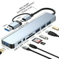 thumbnail image 1 of Concentrador USB-C (8 en 1) con 100 W de potencia de salida, puerto 4K a 60 Hz, puertos USB C de 10 Gbps y 2 puertos de datos USB A, puerto Ethernet y estación de acoplamiento para lector de tarjetas, 1 of 8