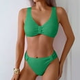 thumbnail image 2 of Women High Waisted Bikini Sets Tummy Control Swimsuits Color Block Two Piece Drawstring Bathing Suit Gibobby(M,Light Green), 2 of 5