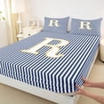 thumbnail image 4 of Erosebridal Initial R Letter Kid Full Size Sheets, Abstract Stripe Bed Sheets, 4 Pieces, 4 of 5