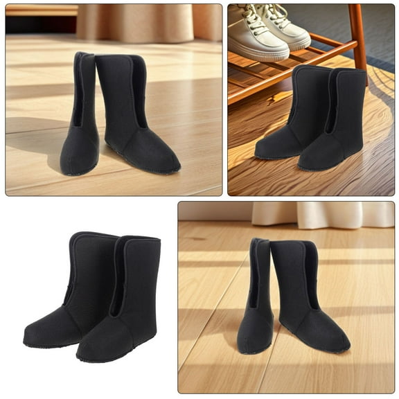 KONTONTY Warm Thick Boot Liners for Men Black Oxford Cloth and Fleece Waterproof and Comfortable
