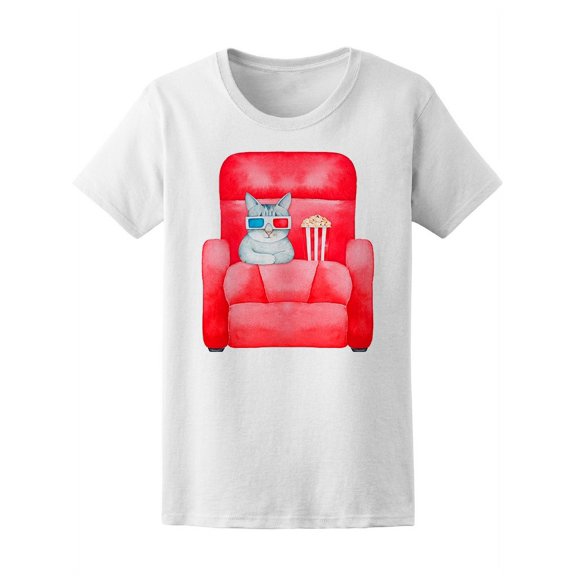 Kitty Watching A Movie T-Shirt Women -Image by Shutterstock, Female Small