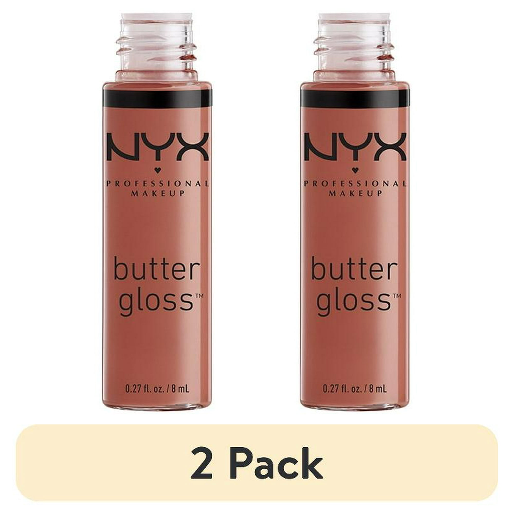(2 pack) NYX Professional Makeup Butter Gloss, Non-Sticky Lip Gloss, Praline Glosses, 0.27 oz