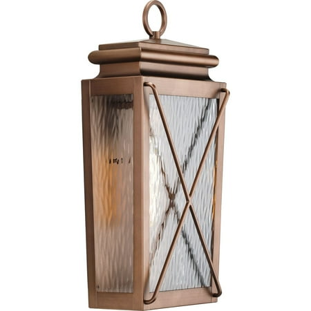 

Wakeford Collection One-Light Antique Copper and Clear Water Glass Transitional Style Medium Outdoor Wall Lantern