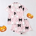 thumbnail image 7 of Womens Pajama Sets Satin Funny Pumpkin Print Fall Short‑Sleeve Halloween Pajamas for Women Set, 7 of 7