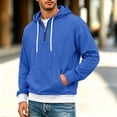 thumbnail image 2 of cllios Quarter Zip Hoodie Men Waffle Knit Pullover Long Sleeve Solid Color Casual Loose Fit Sweatshirt Hooded Tops with Pockets Navy S-XXXL, 2 of 6