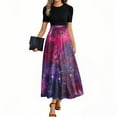 thumbnail image 2 of UoCefik Womens Spring Dresses 2025 Summer Floral Print Flowy Wedding Guest Dresses Tie Belted Short Sleeve Empire Waist Petite Party Elegant Maxi Dress Wine XXL, 2 of 4