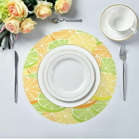 

Hidove Colorful Fruit Round Placemats 6pcs Non Slip Heat Resistant Washable Table Mats for Kitchen Dining Table Decoration 15.4