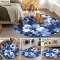 thumbnail image 5 of Round Rugs 4Ft, Navy Blue Spring Floral Round Area Rug Washable Indoor Throw Carpet, Watercolor Summer Flower Soft Non Slip Circle Rug for Kitchen Nursery Room Home Decor Aesthetic, 5 of 8