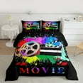 thumbnail image 2 of Manfei Movie Theater Theme King Size Comforter Sets,Cinema Clapperboard Bedding Comforter Set,Watercolor Splash Ink Bedding Set For Girl,Microfiber Bedroom Decor Reversible,3-Piece, 2 of 8