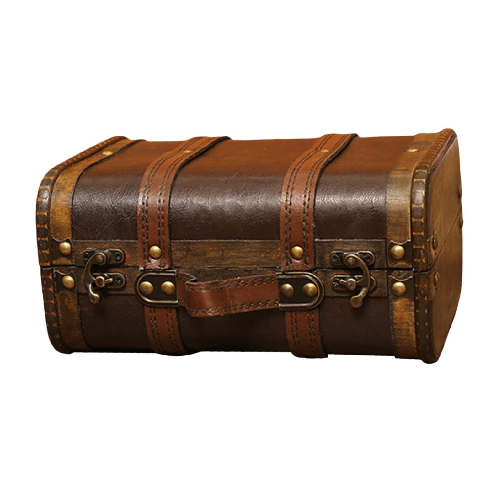 Wooden Trunk Treasure Chest Decorative Retro Style with Lock for Studio Photography Props Clothing Stores