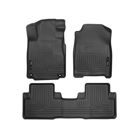 Husky Liners Weatherbeater Floor Mats | Fits 2012 - 2014 Honda CR-V | Front & 2nd Row, 3-pc Black - 98451