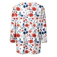 thumbnail image 6 of Uootdi Patriotic Tees for Women USA Flag Floral Print 3/4 Sleeve Top Soft Breathable Independence Day Outfits Gift, 6 of 7