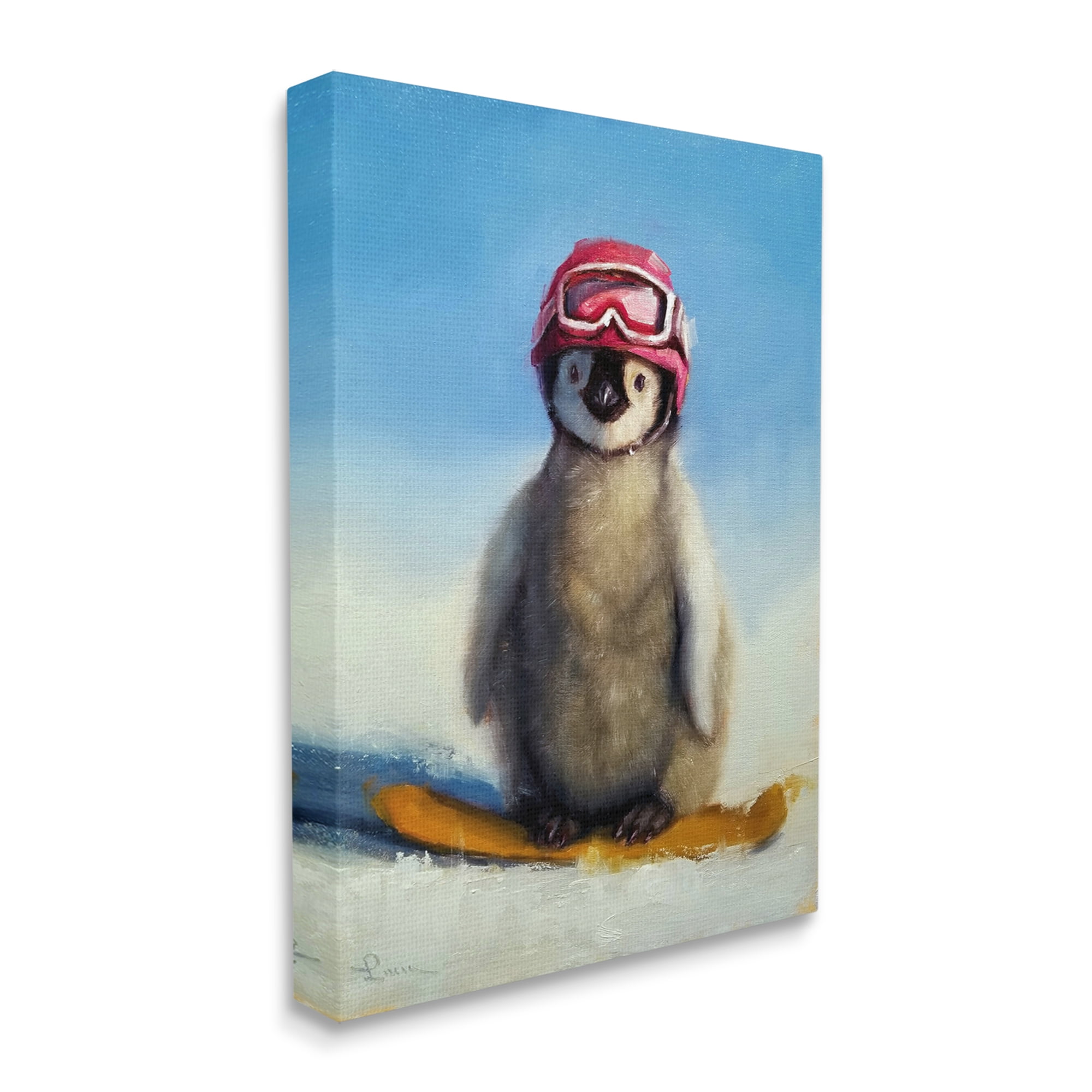 Stupell Industries Snowy Penguin Chick Snowboarding Sports Red Goggles Canvas Wall Art, 36 x 48, Design by Lucia Heffernan