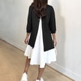 thumbnail image 4 of IROINNID Long Sleeve Dress for Women Sweatshirt Long Sleeve Dress Round-Neck Ladies Patchwork Mini Dresses ,Black, 4 of 4