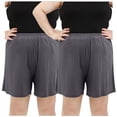 thumbnail image 3 of LEBONYARD Plus Size Shorts Clearance for Women,Women's Shorts with a Fresh and Trendy Design,2PC Women's Summer Elastic Waist Thin Quarter Shorts Color Style Pajamas Loose Size Home Pants Gray XXXXL, 3 of 3