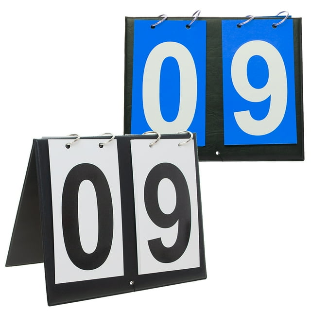 GOGO 2 Sets Portable Tabletop Sports Scoreboards Scorekeeper 00-99-Black Number + Blue Card