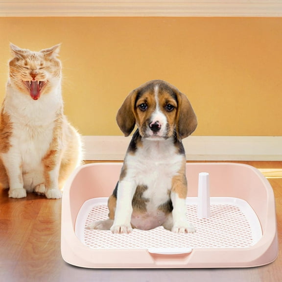 Pet Dog Toilet, Dog Potty Tray Puppy Pee Pad Anti Splashing Easy to Clean Reusable Indoor Lavatory Basin for Medium Dogs Training Pad Holder Pink