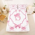 thumbnail image 5 of Manfei Letter S Initial Print Queen Sheet Sets For Girl,Elegant Pink Bowknot Kids Bed Set,4-Piece, 5 of 6