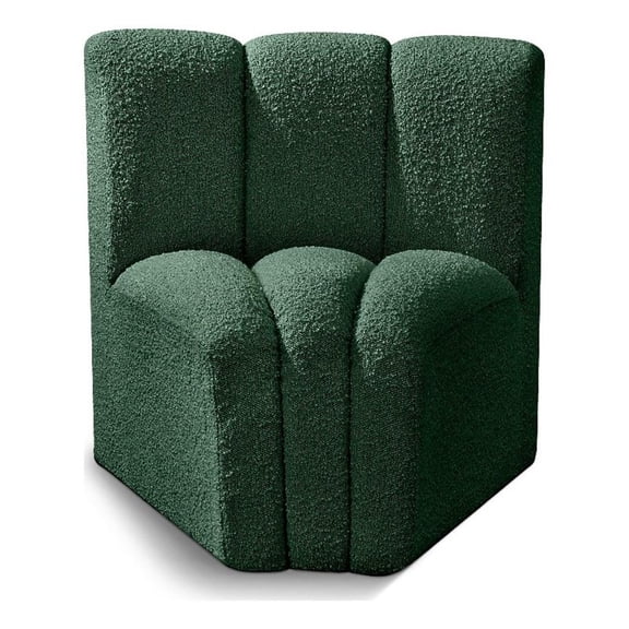Meridian Furniture Arc Green Boucle Fabric Curved Corner