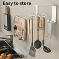thumbnail image 4 of Hovmgk Kitchen Utensils Hanging Rack, 360 Rotating Stainless Steel Kitchen Wall Organizer, No Punching Wall Mounted Kitchen Utensil Hooks for Hanging Spoons, Brushes, Gloves, Pans to Save Space, 4 of 6