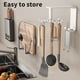 thumbnail image 4 of Organizador de utensilios de cocina de pared giratorio de 360° - Estante de acero inoxidable con 10 ganchos para ollas, sartenes, cucharas, guantes, cepillos, 4 of 6