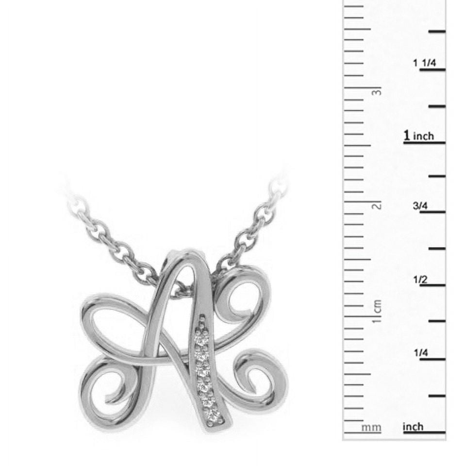 SuperJeweler A Initial Necklace in White Gold With 6 Diamonds, Serif Style, With Free 18 inch Cable Chain, for Women