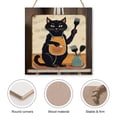 thumbnail image 3 of Funny Black Cat Decor Painting Studio Wall Art Black Cat Wooden Hanging Sign Vintage Pictures for Bedroom Bathroom Kitchen Wall Decorations Bar Interior Decor 12"x12", 3 of 8
