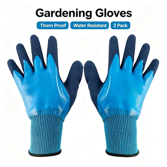 Gardening Gloves, Thorn Proof Puncture Resistant Waterproof Leather Work Gloves for Planting, Weeding, Yard Work and Foraging, 2 Pack