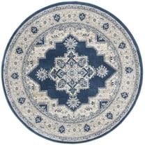 SAFAVIEH Brentwood Salah Oriental Area Rug, Navy/Creme, 9' x 9' Round