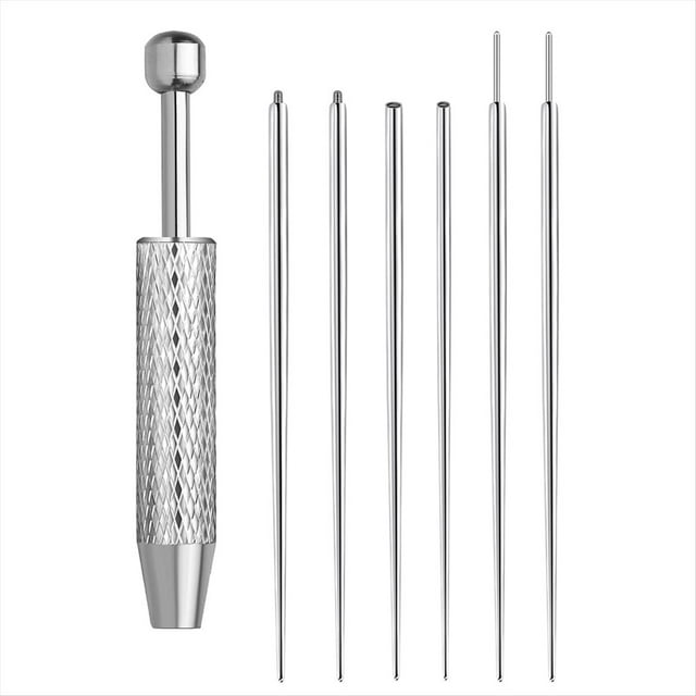Kit de Herramientas para Sujetar Bolas de Perforación, Aplicador de Aretes de Acero Inoxidable de 16 y 18 G con Parte Trasera y Pasadores de Inserción.